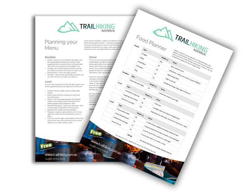 Hiking Meal Planner Food and Menu Planner