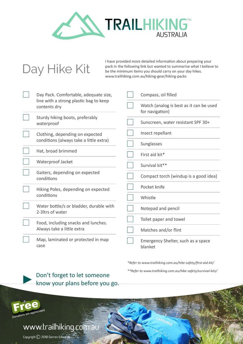 Day hike checklist