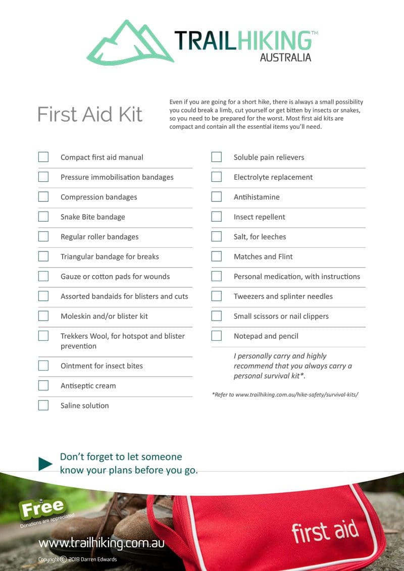 First aid kit checklist