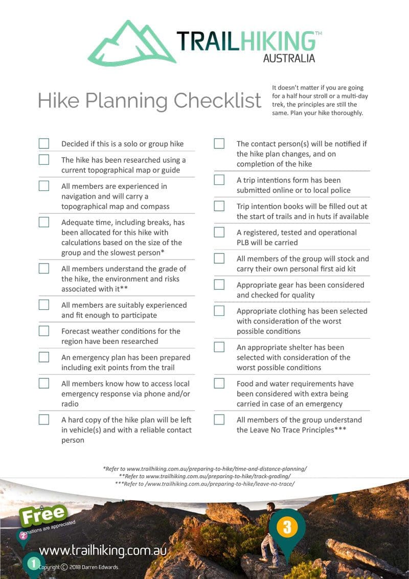 Essential Hike Planning & Packing Checklists Trail Hiking
