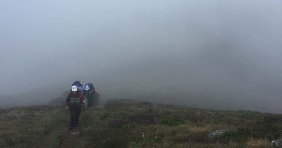 Hiking in mist