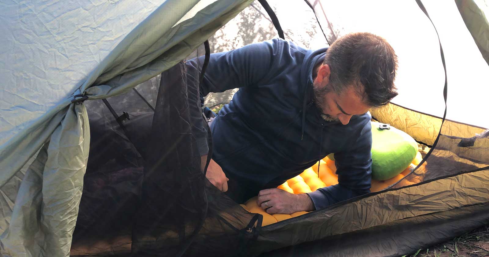 sleeping mat in tent