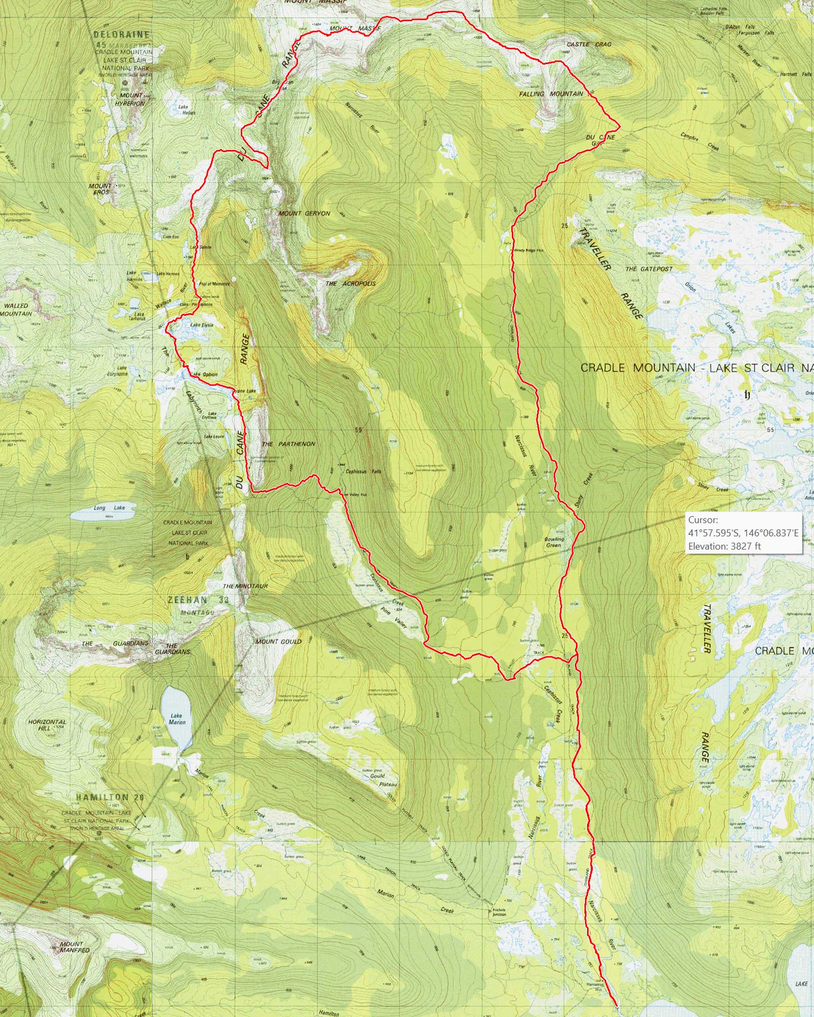 Du cane range traverse map