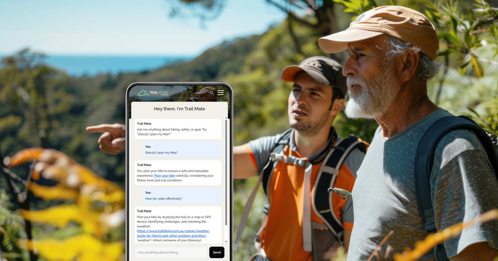 Two hikers standing in the australian bush